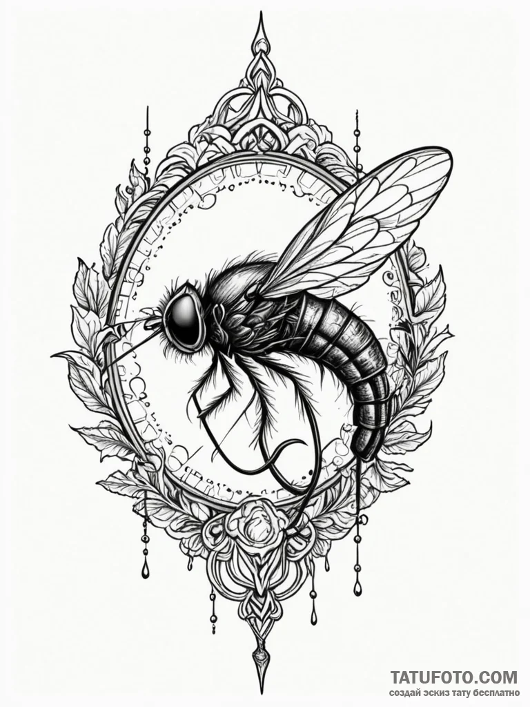 Fishing fly, intricately tied and beautiful,... - эскиз тату (№1751754865_0, 05.07.2025 22:34) — Tatufoto.com