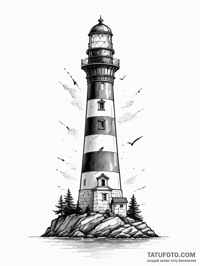 Lighthouse - эскиз тату (№1751755032_0, 05.07.2025 22:37) — Tatufoto.com