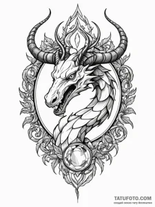 Horned serpent through shattered mirror, tatt... - эскиз тату (№1751755116_0, 05.07.2025 22:38) — Tatufoto.com