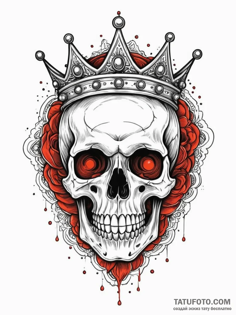 Opal skull beneath spectral crown, concept ar... - эскиз тату (№1751756463_0, 05.07.2025 23:01) — Tatufoto.com