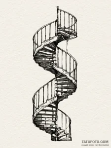 Staircase, spiraling upwards, representing pr... - эскиз тату (№1751756715_0, 05.07.2025 23:05) — Tatufoto.com
