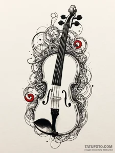 Violin with its strings broken and tangled, t... - эскиз тату (№1751757054_0, 05.07.2025 23:10) — Tatufoto.com