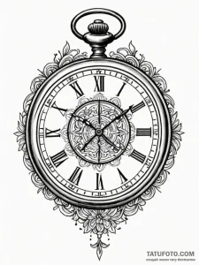 Pocket watch frozen in time, tattoo drawing o... - эскиз тату (№1751757309_0, 05.07.2025 23:15) — Tatufoto.com