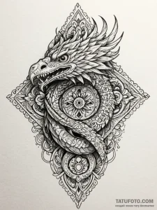 Quetzalcoatl, ink illustration for tattoo, hi... - эскиз тату (№1751757397_0, 05.07.2025 23:16) — Tatufoto.com