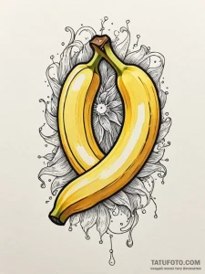 A detailed banana peel, slippery,, artistic t... - эскиз тату (№1751757822_0, 05.07.2025 23:23) — Tatufoto.com