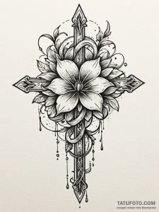 Blood flower blooming from chain, tattoo flas... - эскиз тату (№1751758247_0, 05.07.2025 23:30) — Tatufoto.com