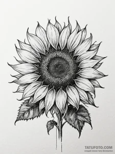 Sunflower, tattoo drawing outline, rough sket... - эскиз тату (№1751758417_0, 05.07.2025 23:33) — Tatufoto.com