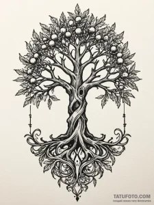 Yew tree, symbolizing resilience and connecti... - эскиз тату (№1751758502_0, 05.07.2025 23:35) — Tatufoto.com