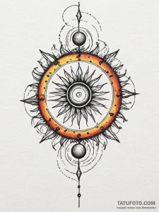 Blood sun with spiral flares, tattoo drawing... - эскиз тату (№1751758588_0, 05.07.2025 23:36) — Tatufoto.com