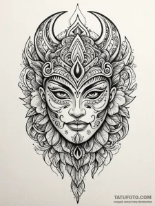 Polynesian mask with intricate, flowing patte... - эскиз тату (№1751758841_0, 05.07.2025 23:40) — Tatufoto.com