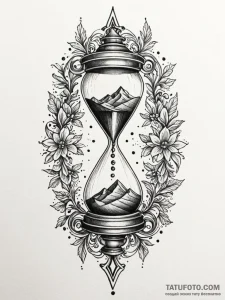 Relic hourglass with frozen sands, ink illust... - эскиз тату (№1751758927_0, 05.07.2025 23:42) — Tatufoto.com