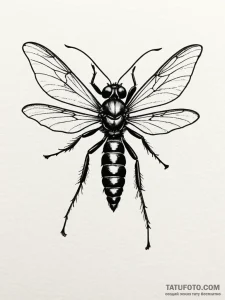 Tarantula hawk wasp with a metallic, iridesce... - эскиз тату (№1751759350_0, 05.07.2025 23:49) — Tatufoto.com