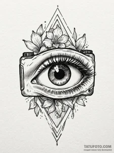 Human eye with a camera shutter iris, tattoo... - эскиз тату (№1751760109_0, 06.07.2025 00:01) — Tatufoto.com
