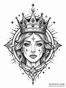 Locked relic crowned in stars, artistic tatto... - эскиз тату (№1751760278_0, 06.07.2025 00:04) — Tatufoto.com
