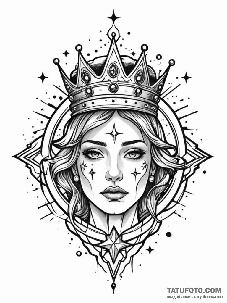 Locked relic crowned in stars, artistic tatto... - эскиз тату (№1751760278_0, 06.07.2025 00:04) — Tatufoto.com