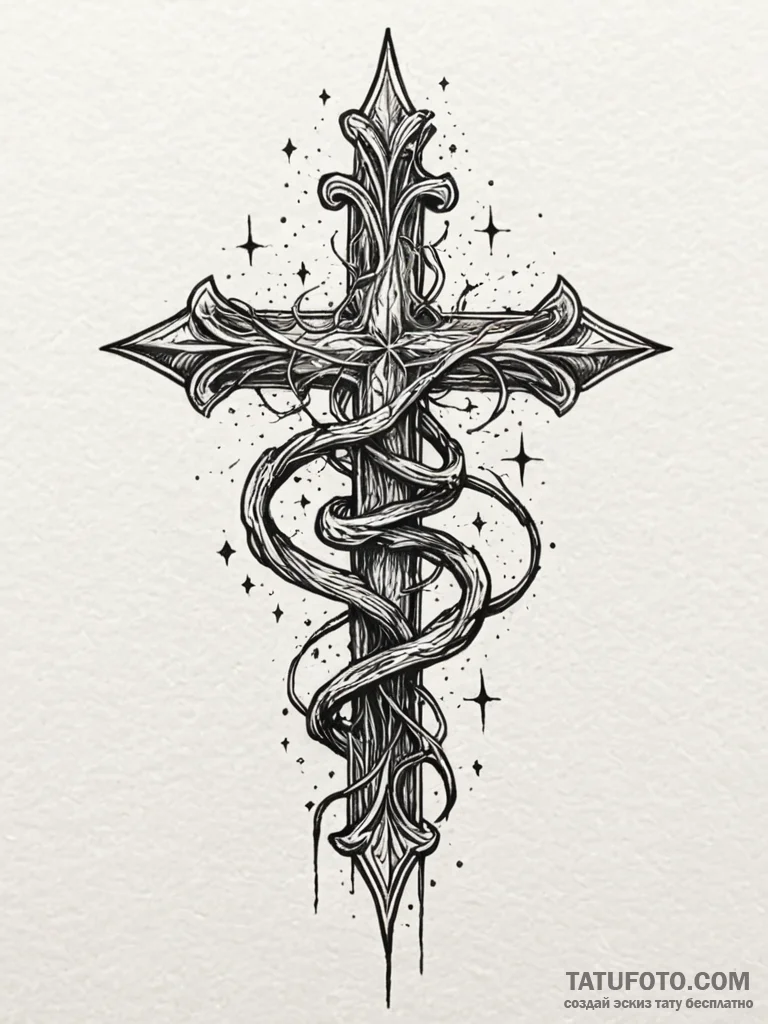 Wand of roots devouring starlight, tattoo dra... - эскиз тату (№1751760362_0, 06.07.2025 00:06) — Tatufoto.com