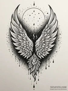 Queenр р†р вђљрівђћсћs wings beneath burning... - эскиз тату (№1751760785_0, 06.07.2025 00:13) — Tatufoto.com