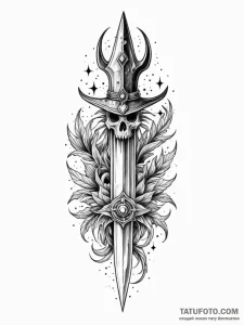 Ghost dagger crowned in starlight, ink illust... - эскиз тату (№1751760869_0, 06.07.2025 00:14) — Tatufoto.com