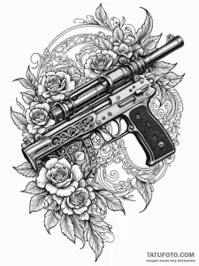 Machine gun, tattoo flash sheet design, bold... - эскиз тату (№1751761038_0, 06.07.2025 00:17) — Tatufoto.com