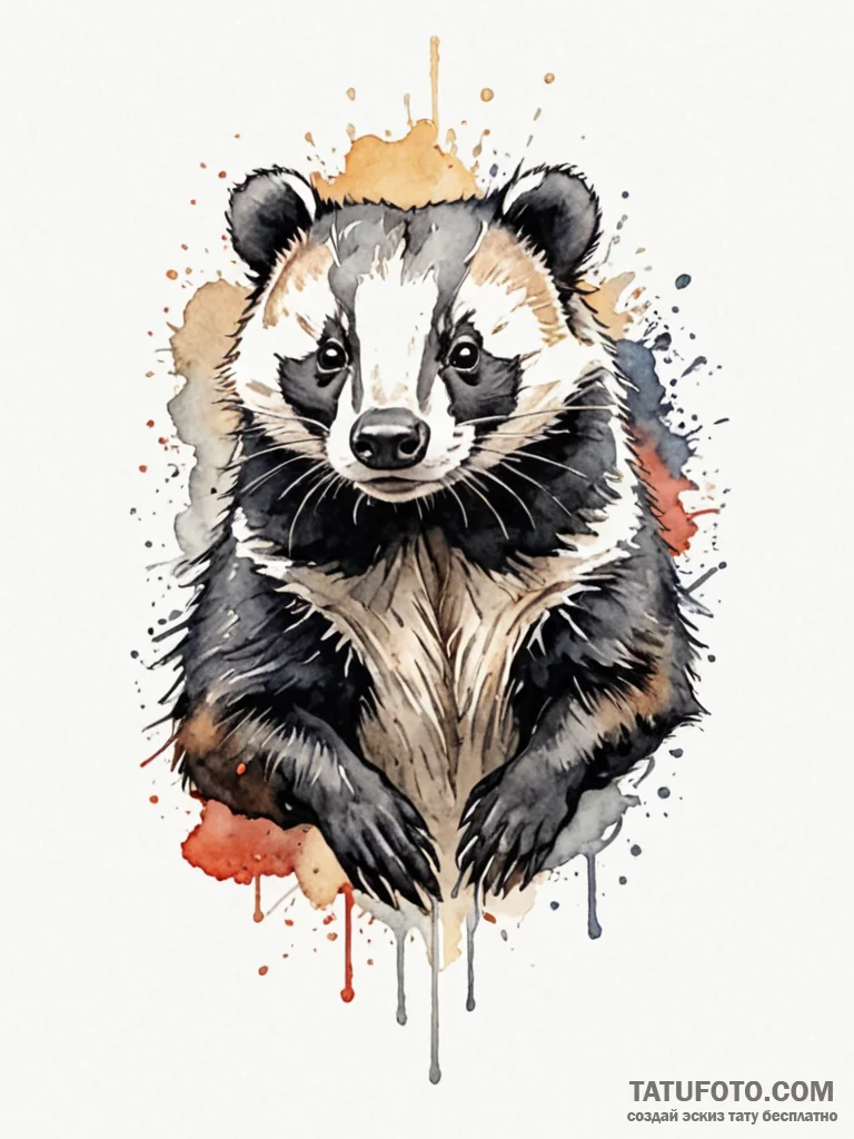 Badger, concept art for tattoo, moderately de... - эскиз тату (№1751761207_0, 06.07.2025 00:20) — Tatufoto.com