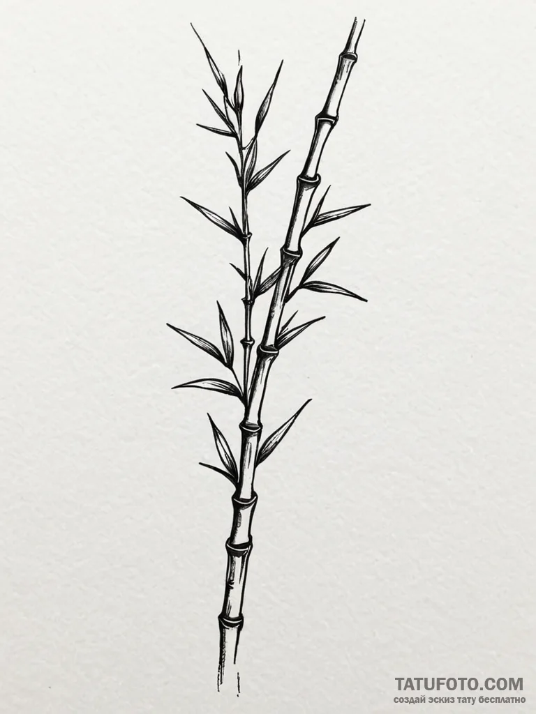 A detailed bamboo stalk in water, serene,, ta... - эскиз тату (№1751761460_0, 06.07.2025 00:24) — Tatufoto.com
