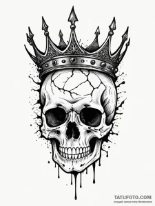 Bone crown resting on cracked skull, tattoo s... - эскиз тату (№1751761882_0, 06.07.2025 00:31) — Tatufoto.com