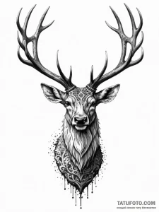 Abyssal stag with spectral antlers, tattoo sk... - эскиз тату (№1751762387_0, 06.07.2025 00:39) — Tatufoto.com