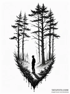 A human silhouette filled with a forest, arti... - эскиз тату (№1751762723_0, 06.07.2025 00:45) — Tatufoto.com