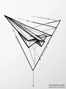 Paper airplane leaving a dotted line trail, t... - эскиз тату (№1751762807_0, 06.07.2025 00:46) — Tatufoto.com