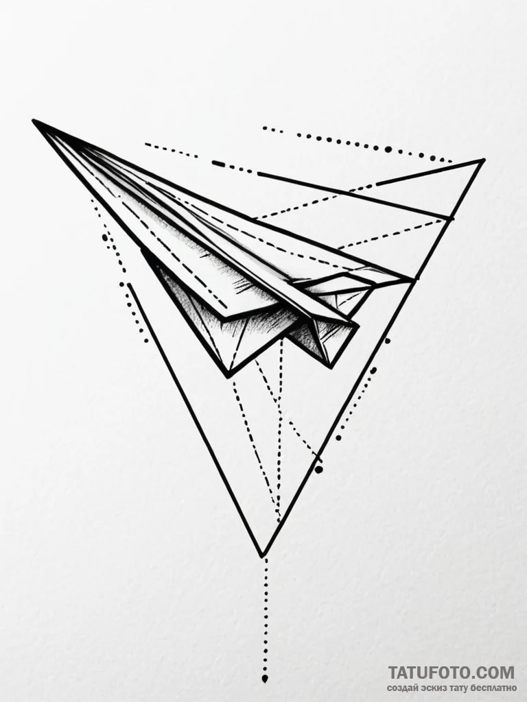 Paper airplane leaving a dotted line trail, t... - эскиз тату (№1751762807_0, 06.07.2025 00:46) — Tatufoto.com