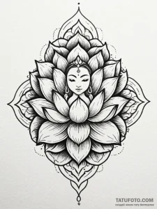Kappa (water spirit) holding a lotus flower,... - эскиз тату (№1751762891_0, 06.07.2025 00:48) — Tatufoto.com