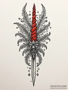 Coral dagger encrusted with pearls, tattoo dr... - эскиз тату (№1751763398_0, 06.07.2025 00:56) — Tatufoto.com