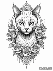 Cat familiar with spectral aura, ink illustra... - эскиз тату (№1751763567_0, 06.07.2025 00:59) — Tatufoto.com