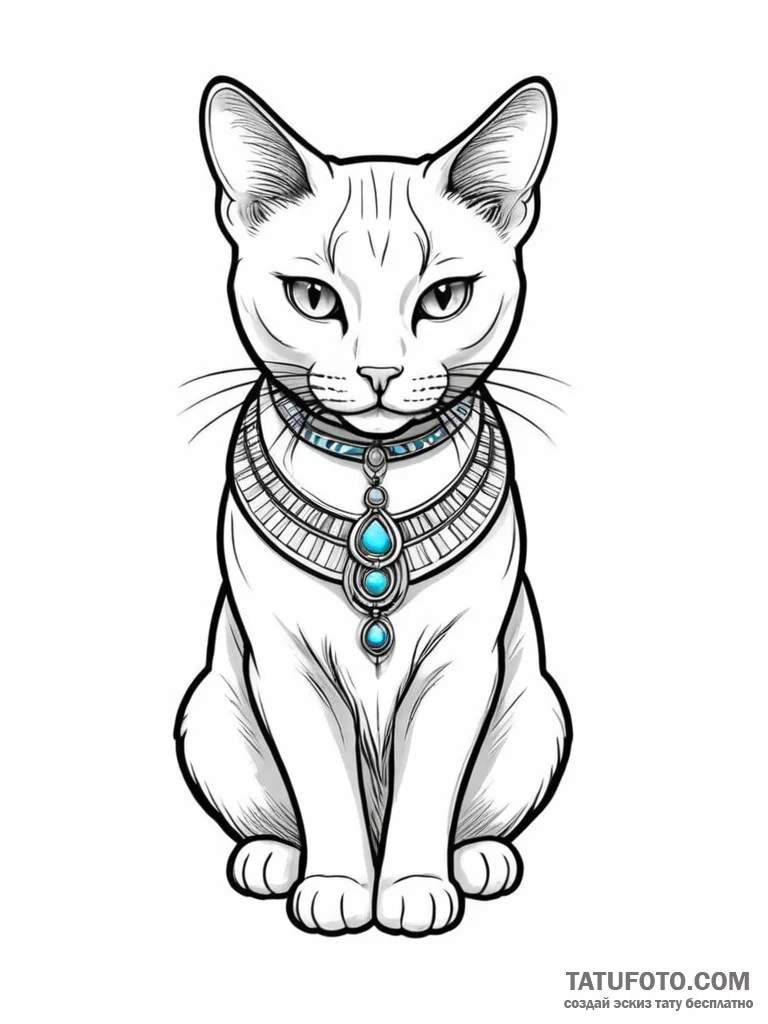 Egyptian cat - эскиз тату (№1751763651_0, 06.07.2025 01:00) — Tatufoto.com