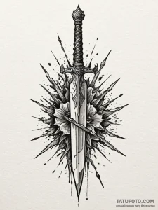 Dagger rising from shattered ground, concept... - эскиз тату (№1751763735_0, 06.07.2025 01:02) — Tatufoto.com