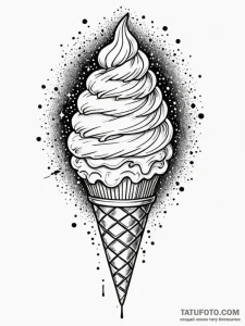 Ice cream cone with a scoop of a miniature, s... - эскиз тату (№1751763987_0, 06.07.2025 01:06) — Tatufoto.com