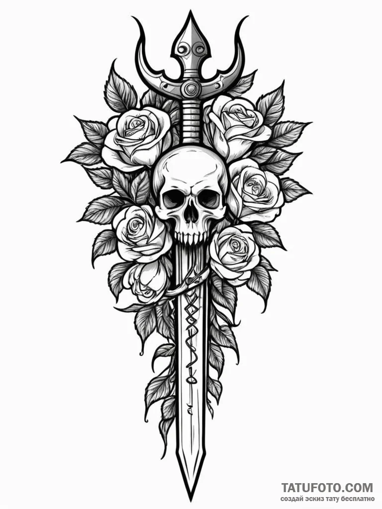 Alchemy dagger with runes, tattoo flash sheet… — эскиз тату (№1751764325_0, 06.07.2025 01:12) — Tatufoto.com