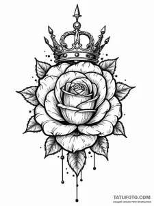 Ancient rose with thorned crown, tattoo drawi... - эскиз тату (№1751764921_0, 06.07.2025 01:22) — Tatufoto.com