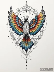 Bird, artistic tattoo sketch, on a clean whit... - эскиз тату (№1751765178_0, 06.07.2025 01:26) — Tatufoto.com