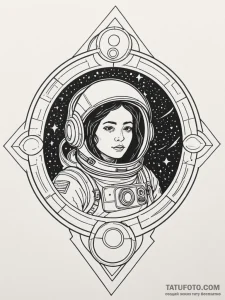 Astronaut gazing at black hole, tattoo drawin... - эскиз тату (№1751765262_0, 06.07.2025 01:27) — Tatufoto.com