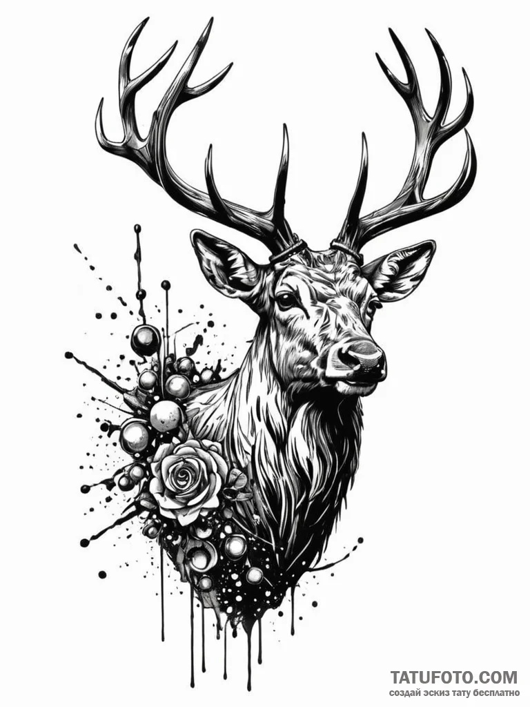 Atomic stag crowned in plasma, concept art fo... - эскиз тату (№1751765516_0, 06.07.2025 01:31) — Tatufoto.com