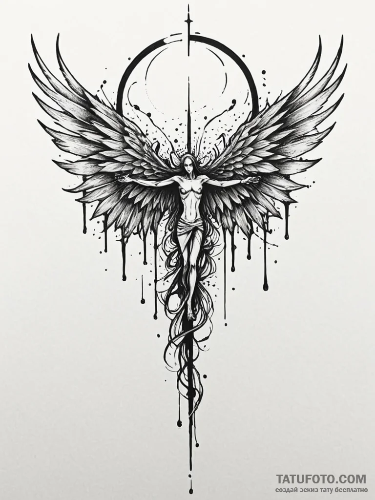 Necrotic wings tearing veil, concept art for... - эскиз тату (№1751765601_0, 06.07.2025 01:33) — Tatufoto.com