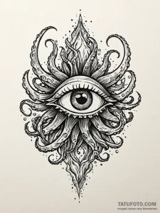 Kraken eye beneath frozen sea, tattoo sketch... - эскиз тату (№1751765855_0, 06.07.2025 01:37) — Tatufoto.com