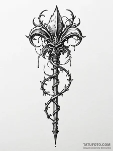 Scepter wrapped in thorned vines, tattoo sket... - эскиз тату (№1751765941_0, 06.07.2025 01:39) — Tatufoto.com
