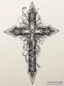 Graven blade beneath celestial bloom, artisti... - эскиз тату (№1751766025_0, 06.07.2025 01:40) — Tatufoto.com