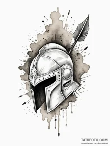 A spartan helmet with an arrow in it (is ther... - эскиз тату (№1751766954_0, 06.07.2025 01:55) — Tatufoto.com