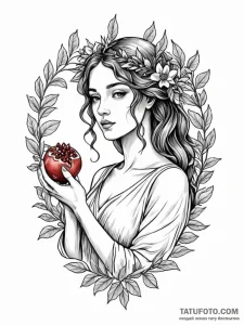 Persephone with a pomegranate - эскиз тату (№1751767039_0, 06.07.2025 01:57) — Tatufoto.com