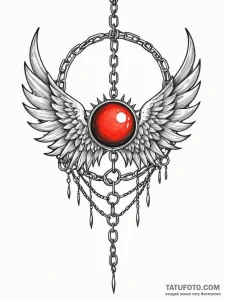 Eclipse wings wrapped in chains, tattoo drawi... - эскиз тату (№1751767123_0, 06.07.2025 01:58) — Tatufoto.com