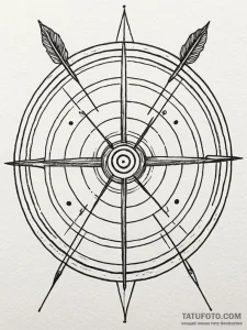 A classic bow and arrow on a target, bullseye... - эскиз тату (№1751767380_0, 06.07.2025 02:03) — Tatufoto.com