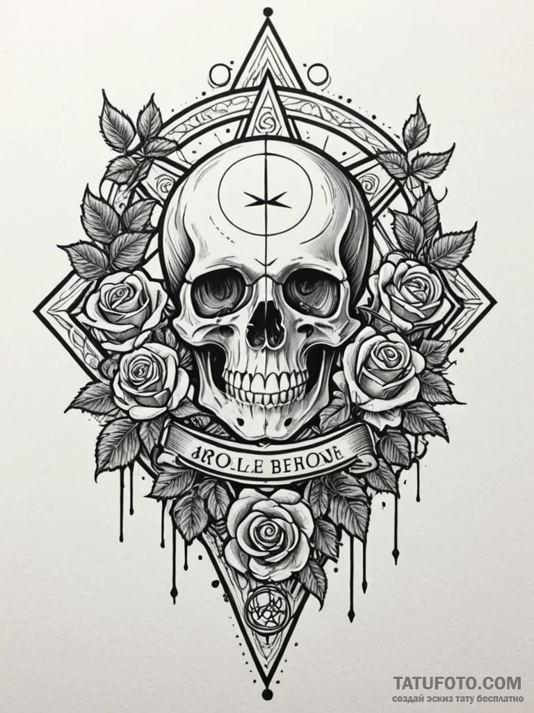 Pentagram etched with glowing, arcane symbols... - эскиз тату (№1751767549_0, 06.07.2025 02:05) — Tatufoto.com